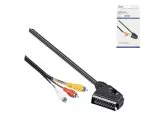 DINIC Scart- auf Cinchkabel, Scart Stecker - 3x Cinchstecker, IN/OUT Umschalter, 2m